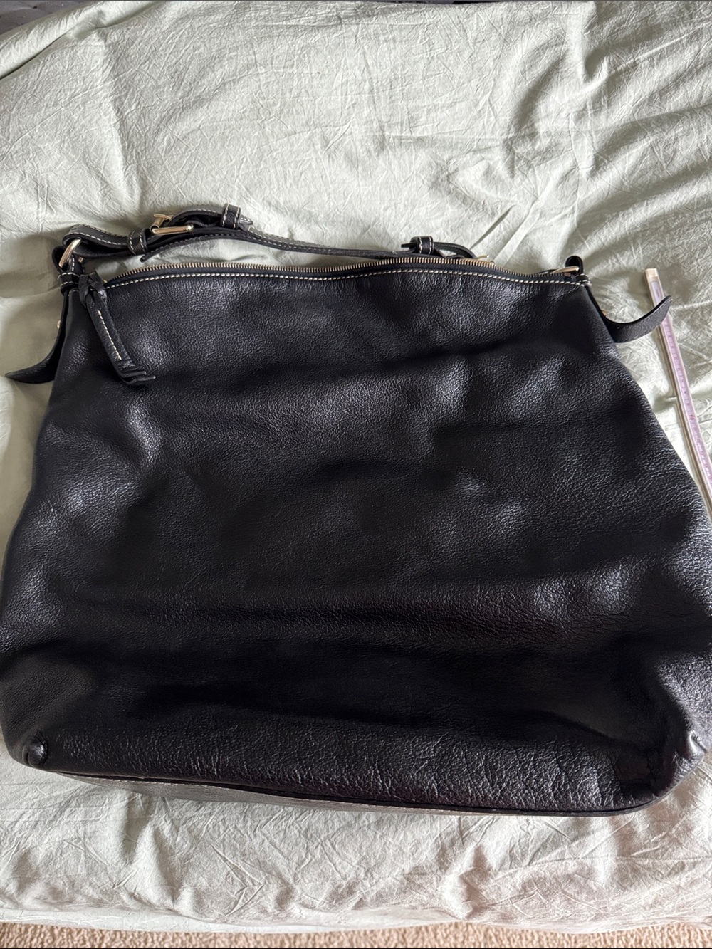 Dooney & Bourke Black Leather Zip Front Hobo Bag - Picture 3 of 7